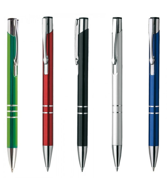 Penna a sfera - Refill nero - Particolari cromati - Materiale: Alluminio incisa al laser
