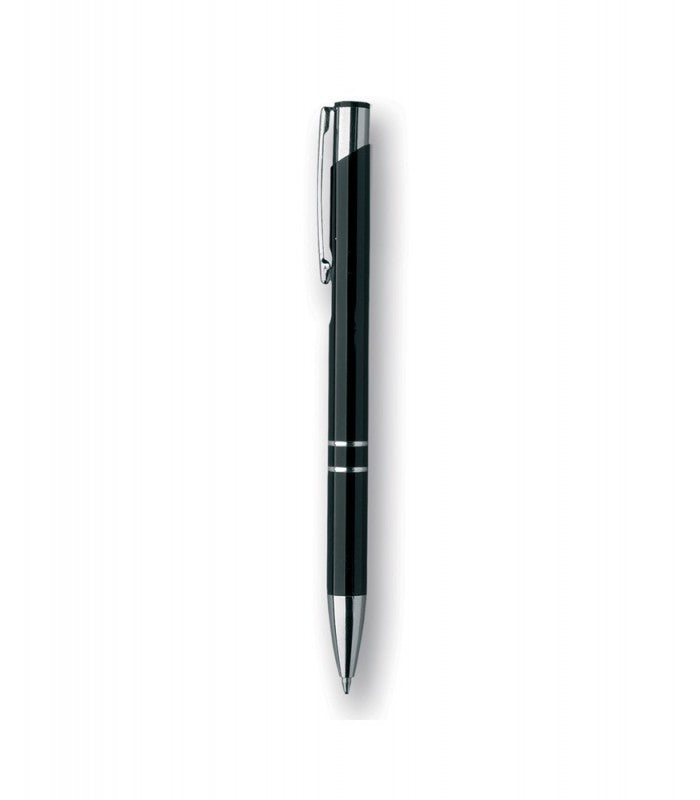 Penna a sfera - Refill nero - Particolari cromati - Materiale: Alluminio incisa al laser