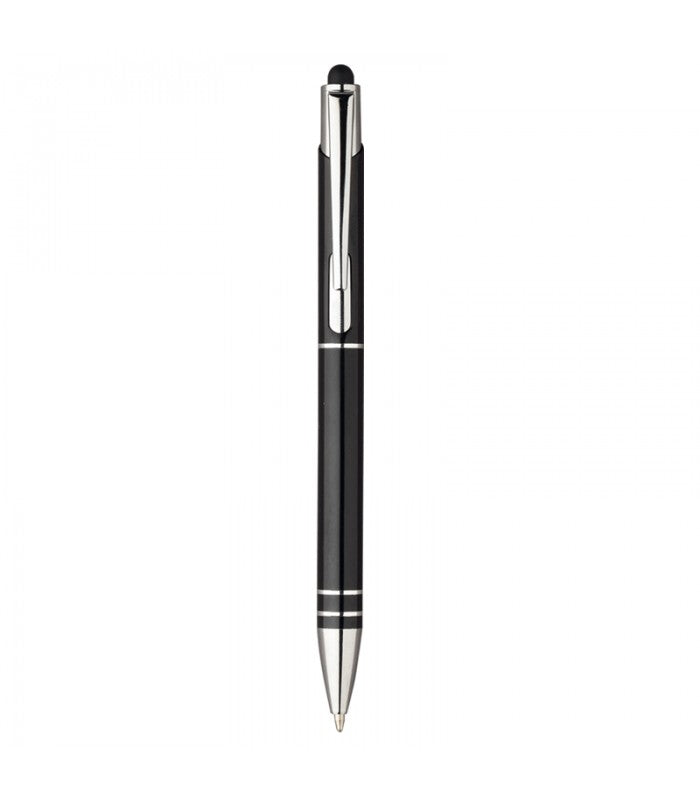 Penna a sfera con gommino touch screen - Refill nero - Clip in metallo incisa al laser