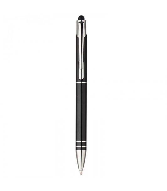 Penna a sfera con gommino touch screen - Refill nero - Clip in metallo incisa al laser