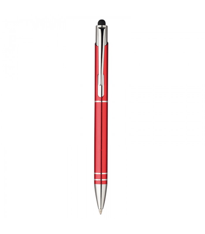 Penna a sfera con gommino touch screen - Refill nero - Clip in metallo incisa al laser