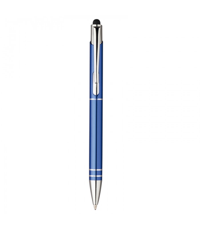 Penna a sfera con gommino touch screen - Refill nero - Clip in metallo incisa al laser